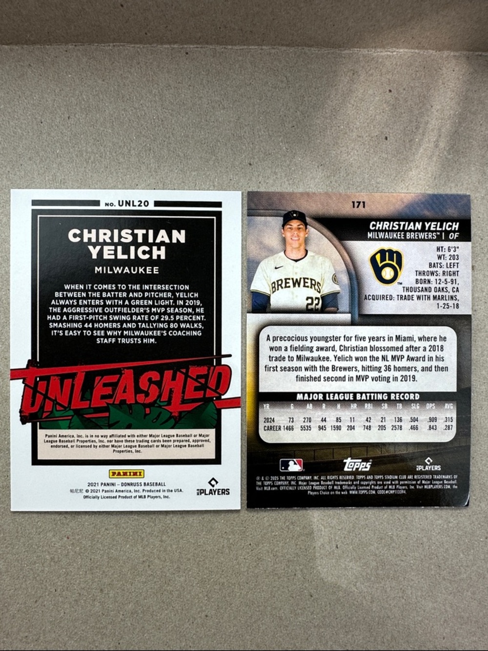 Christian Yelich/Brice Turang w/ Woodruff aces in Brewers lot of 13 - Picture 3 of 13